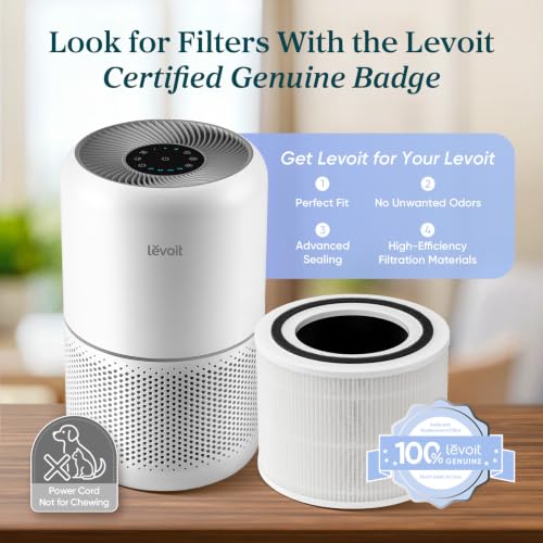 Levoit Air Purifier for Home Pets Hair Allergens in Bedroom Quiet Purifiers | Quiet HEPA Sleep Mode, Remove 99.97% Dust Pollen Smoke Pet Odor, AHAM VERIFIDE, Core300-P, Up to 1073 ft², White