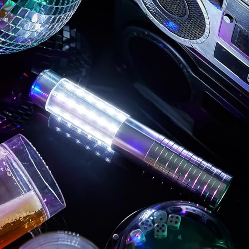 Civaner 4 Pcs LED Bottle Service Lights Nightclubs, Silver White Light | Handheld,Rechargeable,Adjustable Light Mode,Matching Charger,Flashing Light Signs For Birthday Wedding Party