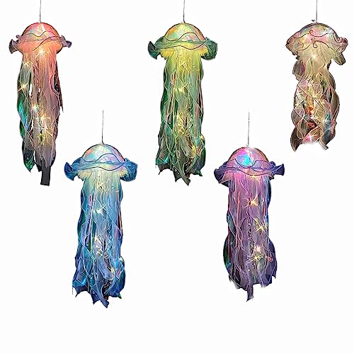 RPS-IND Jellyfish Hanging Decor, Set of 5 for Under the Sea Party Decoration