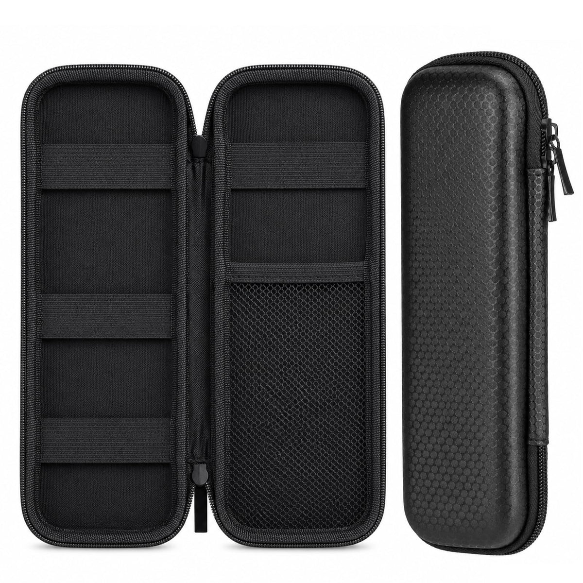 Zyghjort Pencil Case EVA Hard Shell, Black Pen Organizer Box | 7.87 Inches Slim Pencil Case Simple Zippered Hard Pen Case for Adults Office Stylus Pens Electronic Accessories Fountain Pens