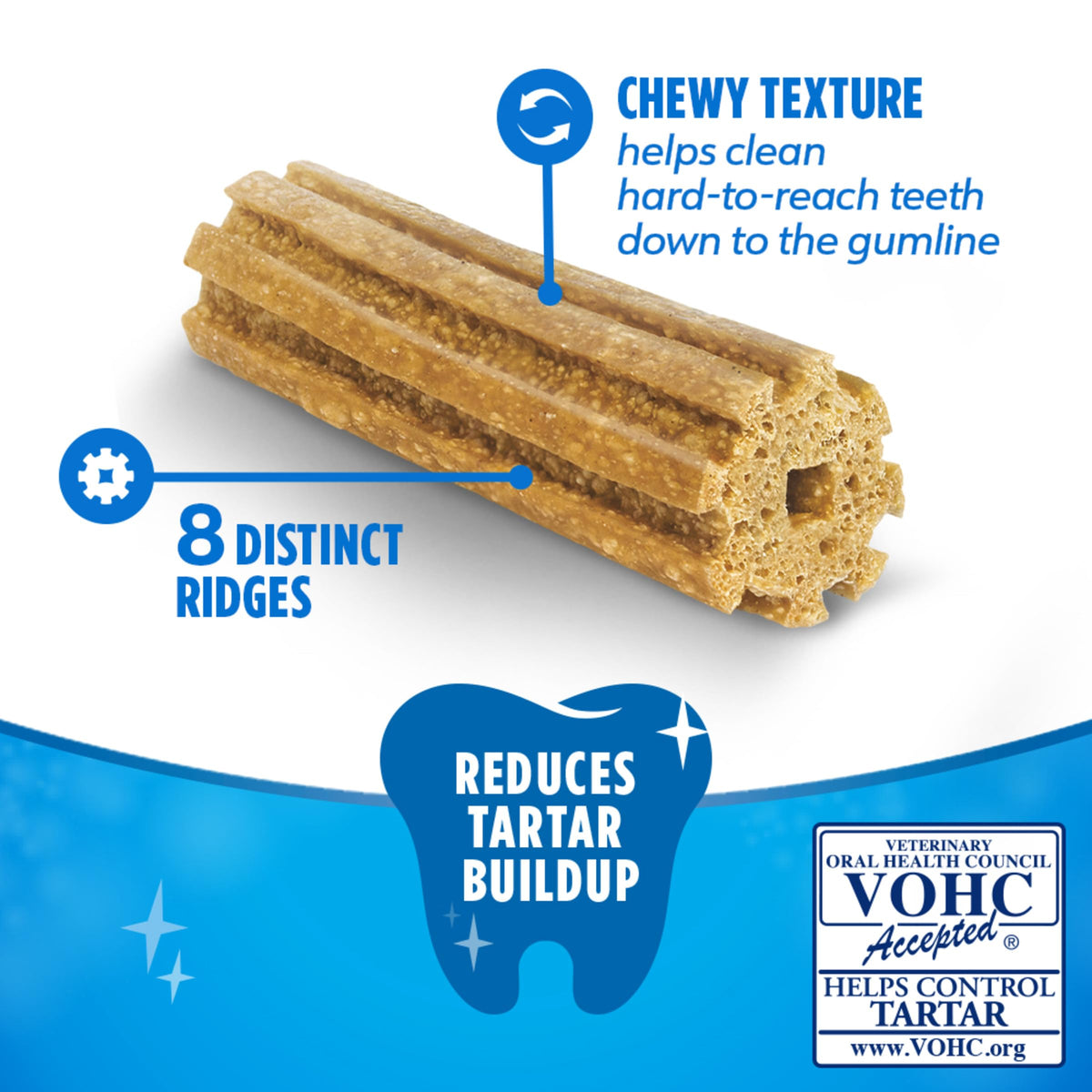 Dentalife Purina Daily Dental Chews for Large Dogs, 18 ct Pouch | Chewy, ridged texture in a tasty chicken flavor, helps reduce tartar buildup and help freshen breath