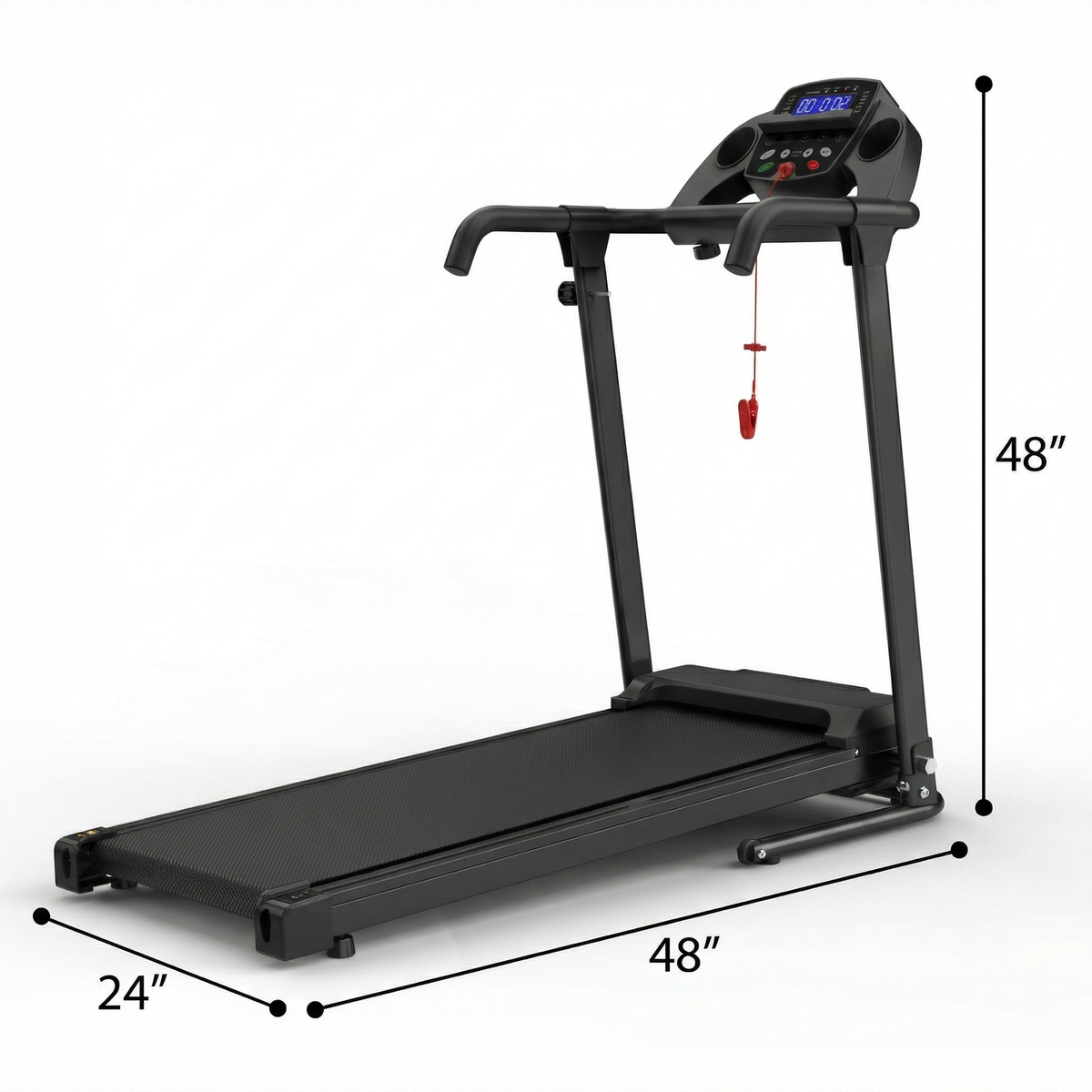 Black foldable treadmill W215P421553 - Dimensions