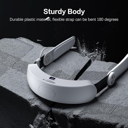 WOUNMTT Head Strap for Meta Quest 3/3S with Battery, Adjustable | Patented one-click fit with 3-level rear support. Built-in battery adds 2-4H playtime. Fast charge. Reduces facial pressure
