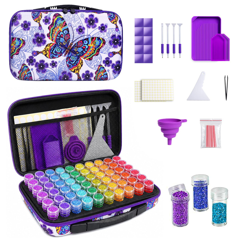 ZORETCO Diamond Painting Storage Case, 60 Slots Diamond Art Kits for Adults | Portable Bead Organizer Box, Diamond Art Supplies Storage for Rhinestones, Gem, Diamond Painting Accessories and Tools