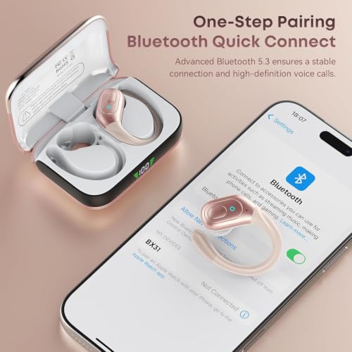 HILDCROA Wireless Earbuds, Sports Bluetooth Headphones, Running Headphones | 75Hrs Playtime Ear Buds with LED Power Display, Noise Canceling Headset, IPX7 Waterproof Earphones for Gym/Running/Workout