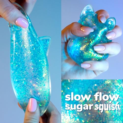 Horizon Group USA Slimygloop Gelli Gels, Blue Squishmallows | Slow-Flow Glitter Squishy Sensory Toys, Squeeze Stress Ball for Kids and Teens, Satisfying Sugar Squish Fidget