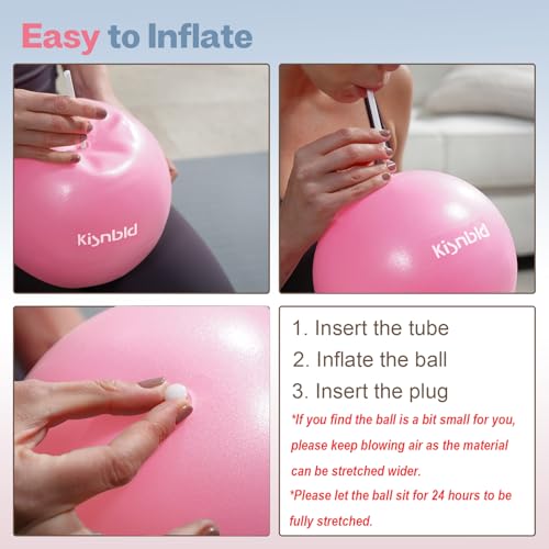 kisnbld 9 Inch Pilates Ball, Small Exercise Ball for Core &Physical Therapy | Anti-burst Slip Resistant Mini Yoga Pilates Equipment for Stability,Stretching, Rehab & Workout at Home Gym & Office