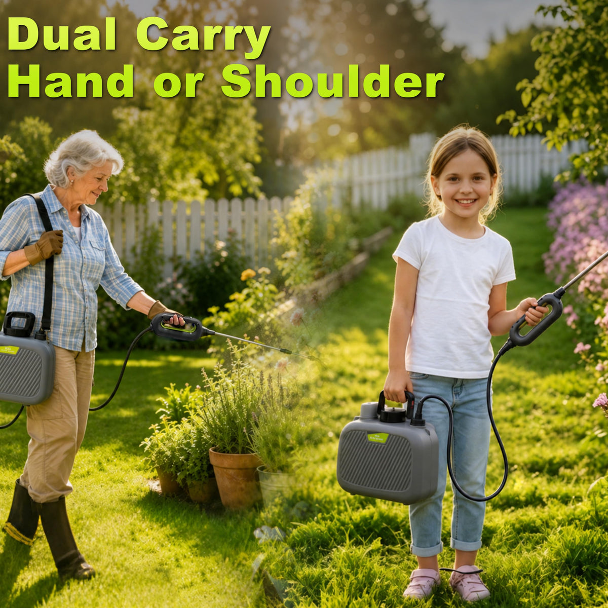 2 Gallon Battery Powered Sprayer, Covers 4,500 Sq Ft per Tank | Electric Sprayer with 3 Interchangeable Nozzles, Handle with Digital Battery Display, for Lawn, Garden & Outdoor Cleaning