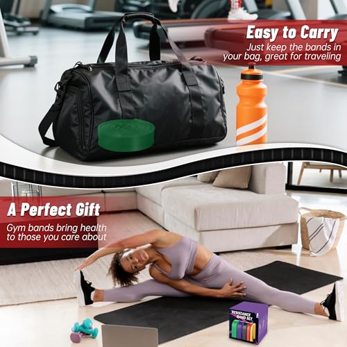 5-Level Resistance Bands for Working Out, Pull Up Assistance Bands | 5-125 LBS Resistance, Fitness, Full-Body Training, Physical Therapy & Stretch Workout, for Men, Women, Home, Outdoor, Gym Use