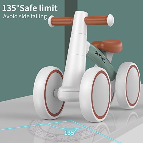 SEREED Baby Balance Bike for 1 Year Old Boy Girl, First Birthday Gift Toy | 12-24 Months Toddler Bike, First Learning Ride on Toys, 4 Silent Wheels Indoor Outdoor Baby Walker, Green