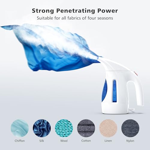 HiLIFE Steamer for Clothes, Portable Handheld Design, 240ml Big Capacity, 700W, Strong Penetrating Steam, Removes Wrinkle, for Home, Office(ONLY FOR 120V)-(Ocean Blue)