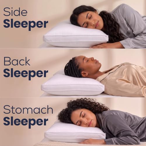 Utopia Bedding Gusset Bed Pillow, Hotel Pillows Queen Size Set of 2, White | Cotton Blended Down alternative pillows for sleeping, soft fluffy cooling comfort for Back, side & stomach sleepers, 2 pack