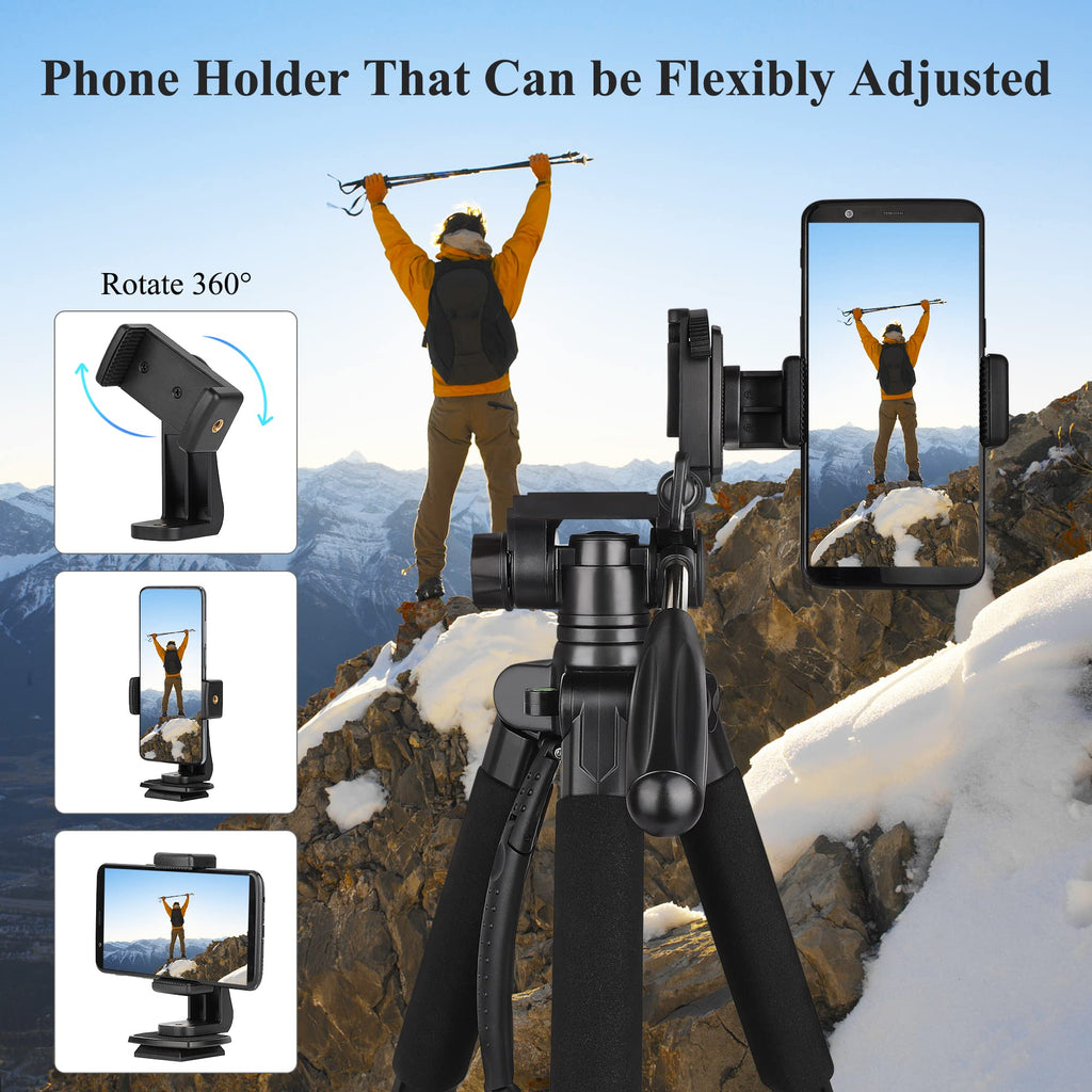 VICTIV 74” Camera Tripod, Tripod for Camera and Phone with Phone Holder | Aluminum Professional Tripod Stand for Canon Nikon with Carry Bag, Compatible with DSLR, iPhone, Spotting Scopes, Gopro
