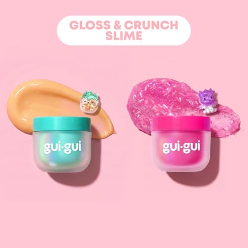GUI GUI Fruity Glow Slime Kit, Crunch & Gloss Scented Slimes | Includes Gua Sha, Beauty Scoop, charms, booster, and collectible figurine in a slime kit for girls