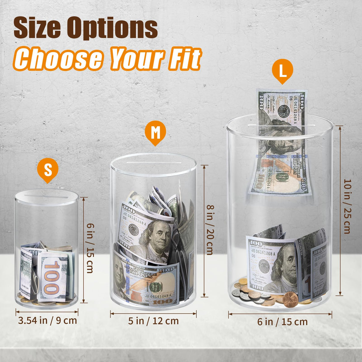Hicocool Clear Piggy Bank, Must Break to Open, Acrylic Money Bank, 6"x3.54" | Unopenable Coin Bank for Adults & Kids, Clear Acrylic Money Saving Bank, Perfect for Birthdays, Holidays, and Gift Giving