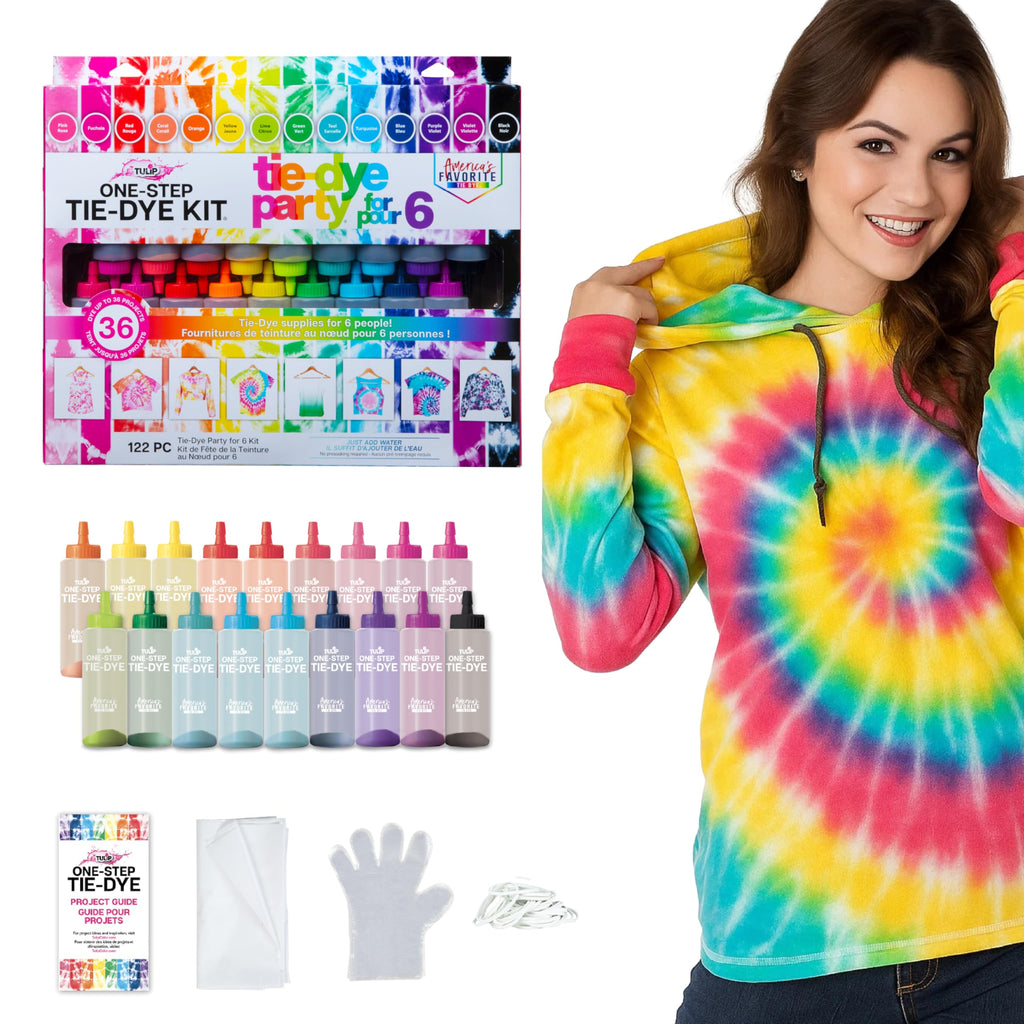 Tulip One-Step Tie-Dye Kit, 18 Bottles, 14 Colors, Fabric Dye for Shirts | Rainbow Tie Dye Party Supplies for Kids, Adults & Group Crafts, 2.75 fl oz Bottles