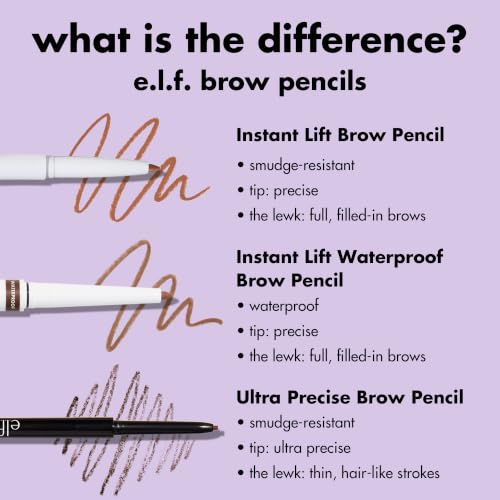 e.l.f. Instant Lift Brow Pencil, Dual-Sided, Neutral Brown | Retractable Precision-Tip Brow Pencil with Grooming Spoolie for Buildable Natural-Looking Color, Vegan & Cruelty-Free