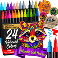ARTISTRO 24 Acrylic Paint Pens Dual-Tip Brush+Fine for Fabric, Rock & Glass | Water-Based, Quick-Dry & Low-Odour Studio Kit in Vivid Mixed Shades, Giftable Art Supplies for Adults, Teens & Kids