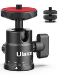Mini Ball Head, ULANZI H28 Panoramic Tripod Head + Dual Hot Shoe Mount DSLR Camera Mount Adapter Photograph Attachment Accessories for Action Cameras Cam Smartphone Light Microphone Loading 5.5lb