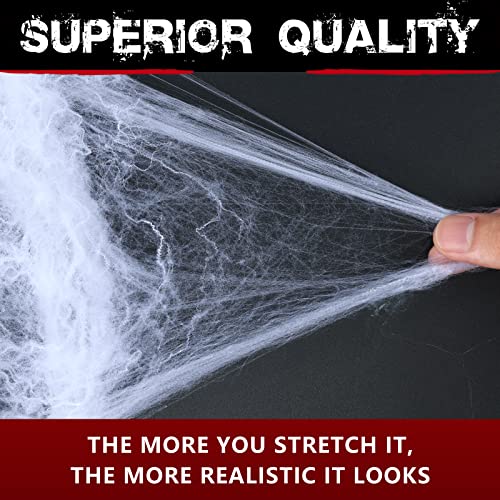 1000 sqft Spider Webs Halloween Decorations with 30 Fake Spiders | Super Stretch Cobwebs for Halloween Indoor and Outdoor Party Supplies