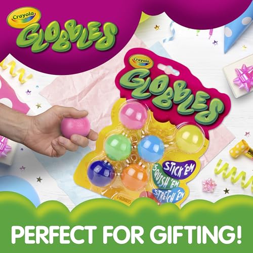 Crayola Globbles Fidget Toy, 6ct, Sticky Stress Ball, Kid Stocking Stuffers | Holiday Gift for Kids & Adults, Squishy Balls, Calming Sensory Gifts for Stress Relief