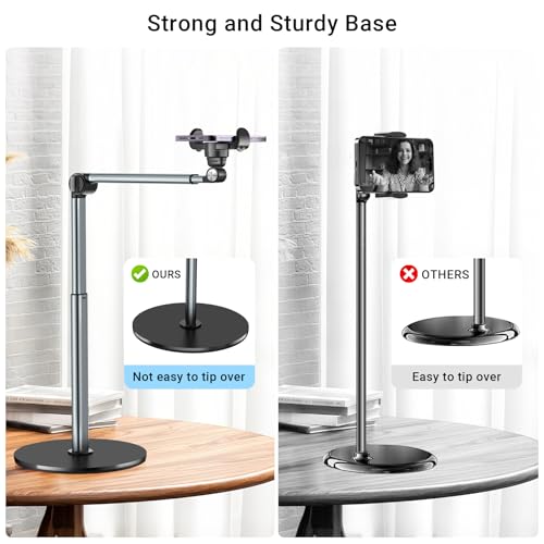 Mionondi Overhead Phone Mount for Video Recording | Aluminum Overhead Tripod for iPhone, Desk Phone Camera Stand for Cooking, Nail Techs, Filming, Live Streaming