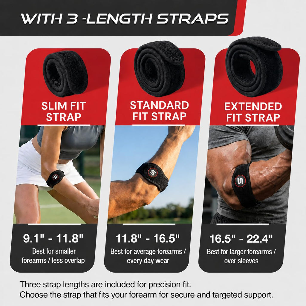Sleeve Stars Tennis Elbow Brace for Men & Women, Fits 9"-23" (Single/Black) | Adjustable Counterforce Brace, Tennis Elbow Strap for Tendonitis Relief, Golfers Elbow Strap, Forearm Brace, Elbow Wrap