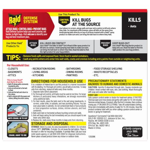 Raid Ant Killer Baits, For Household Use, Child Resistant, 8 Count | Kills the Colony, Keeps Killing Ants for Up to 3 Months, For Indoor Home Use
