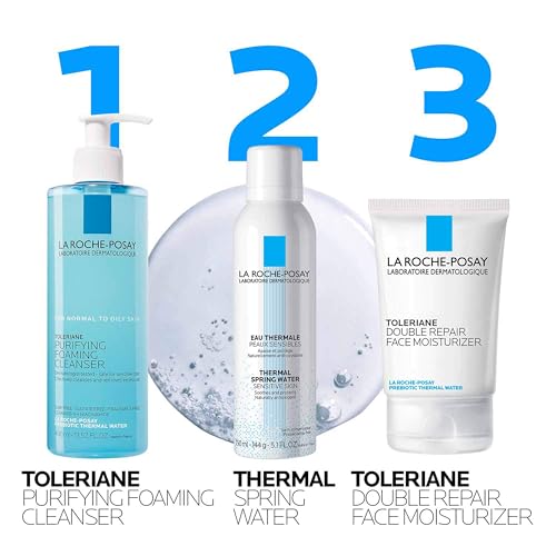 La Roche-Posay Toleriane Purifying Foaming Facial Cleanser with Niacinamide | Oil free face wash for sensitive skin with niacinamide and ceramides. Pore cleanser that won’t dry out skin and is soap free.