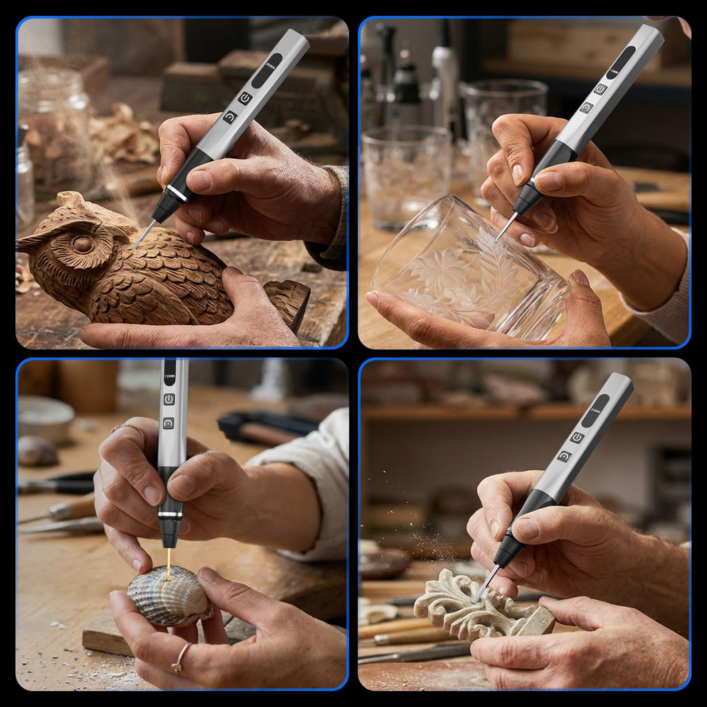 STREBITO Engraving Pen for Metal Wood Glass Plastic, 47 in 1 Engraving Kit | 5 Speeds Up to 36000 RPM, USB-C Rechargeable, Diamond Bit, Beginner Friendly, Portable Engraving Pen Kit for Artists & DIYers