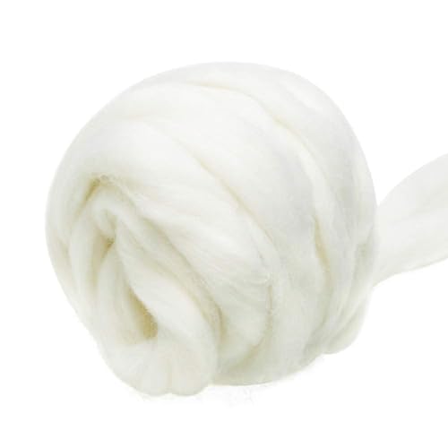 3.53oz Needle Felting Wool Roving for Needle Felting White Felting Wool | Wool Roving Bulk Roving Wool for Felting Pure Wool Chunky Yarn Spinning Wet Felting Diy Hand Spinning