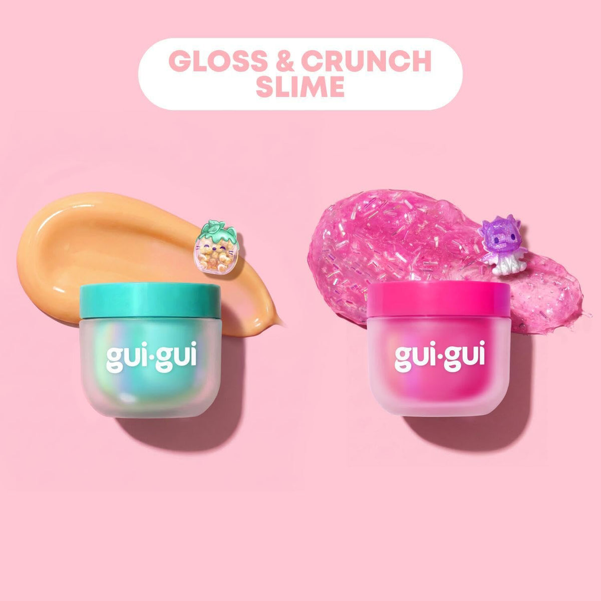 GUI GUI Fruity Glow Slime Kit, Crunch & Gloss Scented Slimes | Includes Gua Sha, Beauty Scoop, charms, booster, and collectible figurine in a slime kit for girls