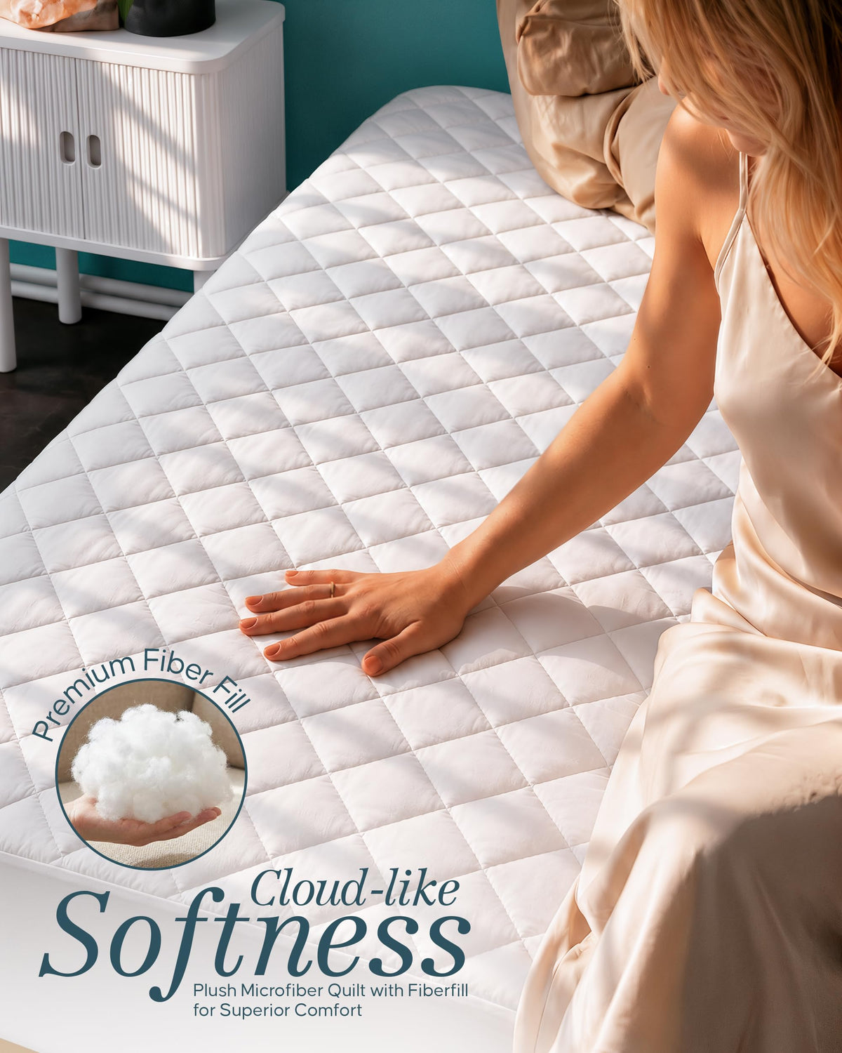 Queen Mattress Pad, Quilted Mattress Protector Topper fits 16" Deep Pocket | White, Soft Breathable Fitted Mattress Cover, Noiseless, Machine Washable for Home & Hotels by Utopia Bedding
