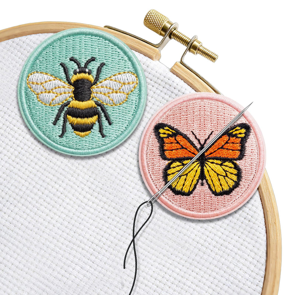 DELLAN 2-Pack Magnetic Needle Minder for Cross Stitch & Embroidery | Magnet keeper for cross stitch, embroidery, quilting & needlepoint Cute bee & butterfly sewing craft gifts