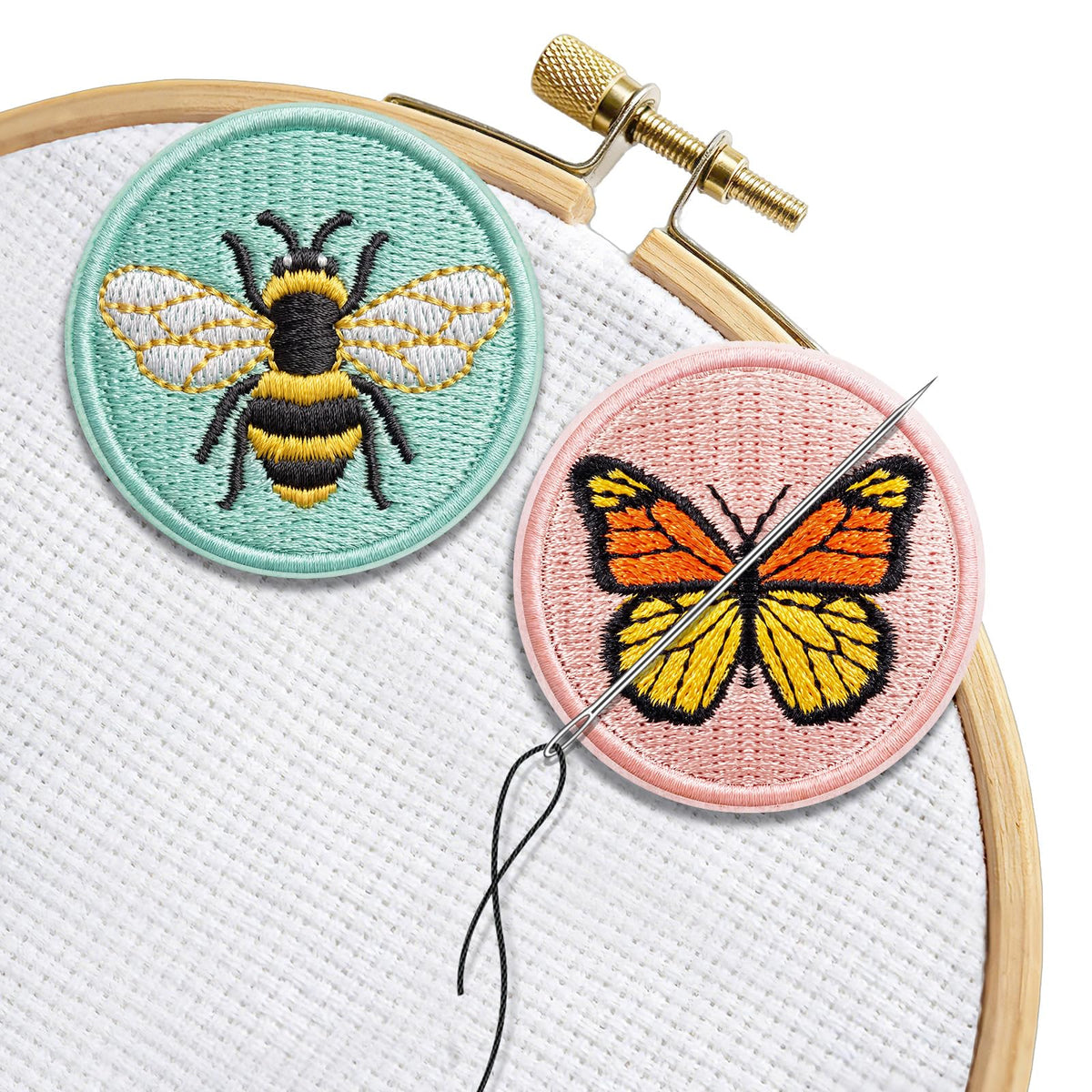 DELLAN 2-Pack Magnetic Needle Minder for Cross Stitch & Embroidery | Magnet keeper for cross stitch, embroidery, quilting & needlepoint Cute bee & butterfly sewing craft gifts