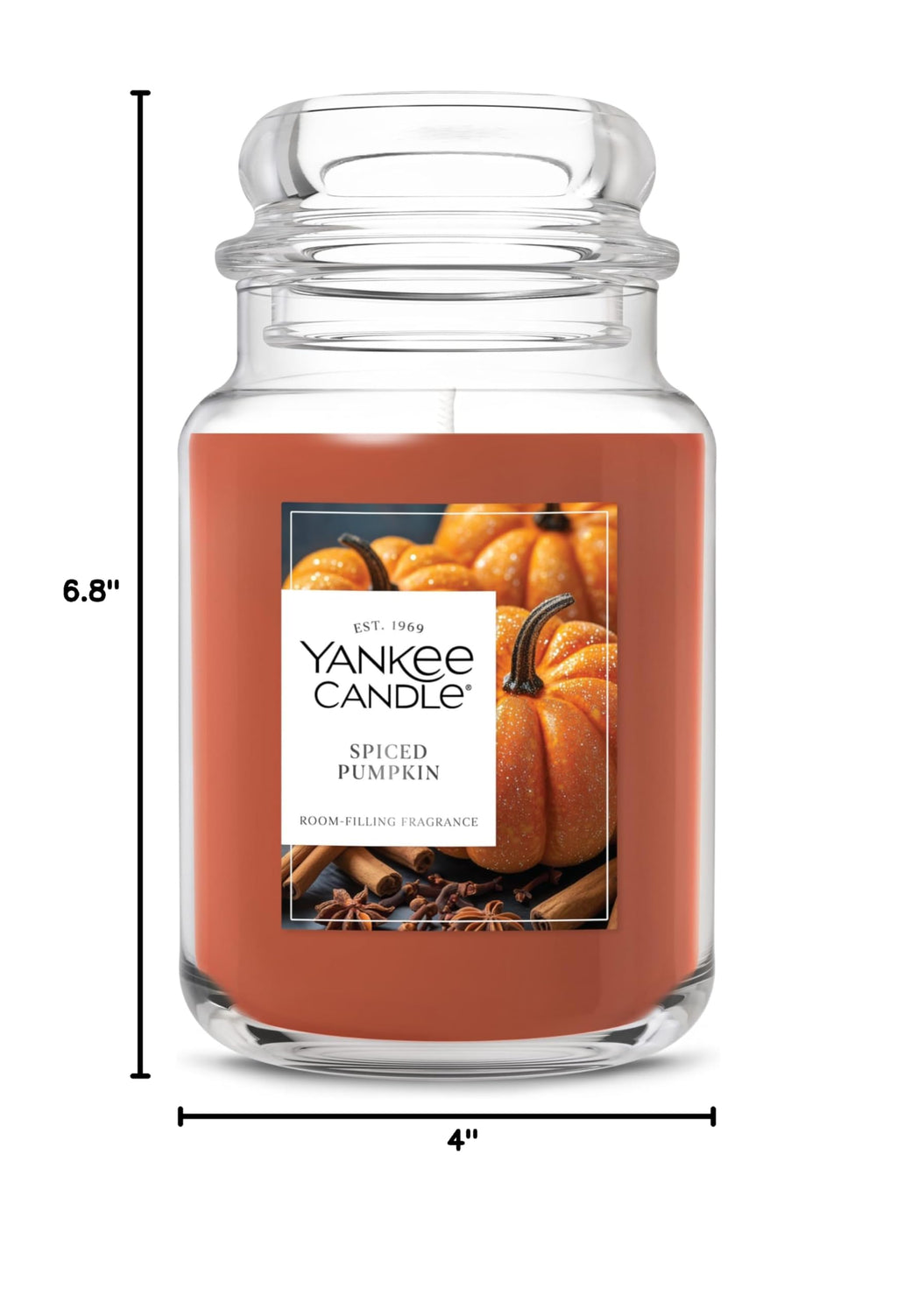 Yankee Candle Spiced Pumpkin Scented Candle, 22oz Large Jar | Up to 150 Hour Burn Time, Room Filling Fragrance, Long-Lasting Scent, Premium Plant Wax Blend, Consistent Burn, Giftable