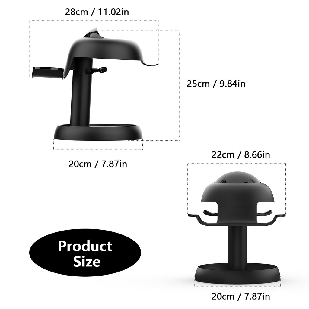 AMVR TYBP1 VR Headset Stand for Quest 3/3S/2, Steam Frame, Pico 4, PSVR 2 | Stable enlarged base,ABS build,lens scratch protection,holds headset & controllers,multi-accessory storage,quick instal