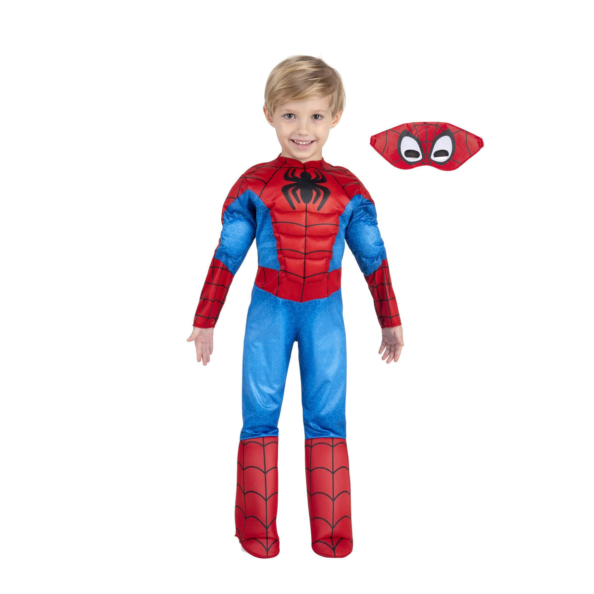 MARVEL Official Toddler Deluxe Halloween Costume - Premium Quality Padded Jumpsuit and Fabric Headpiece (3T-4T)