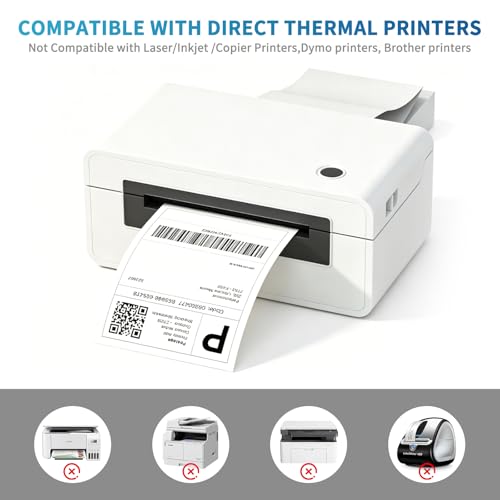 9527 Product Fanfold 4 x 6 Direct Thermal Labels White Perforated Shipping Labels, 500pcs per Stack,1 Stack