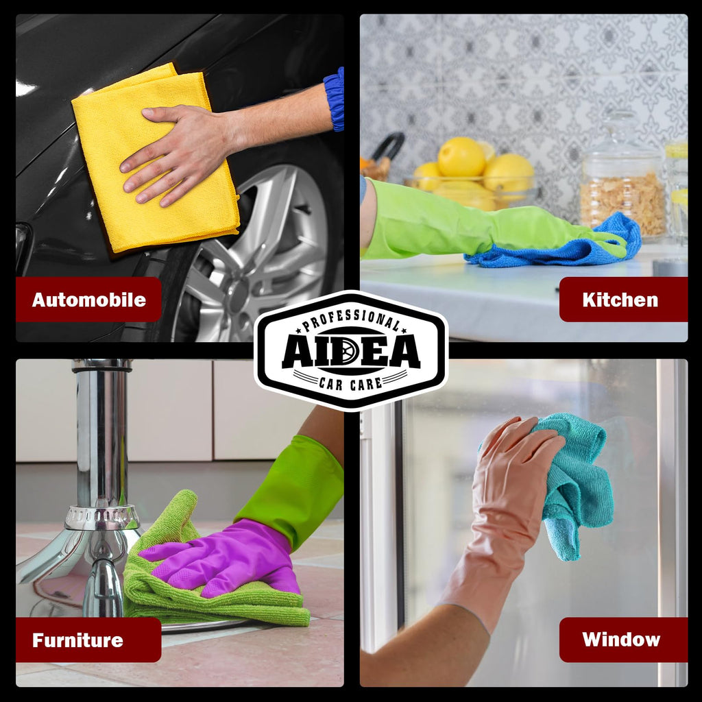 AIDEA Microfiber Cleaning Cloth-50PK, Microfiber Towels for Cars, 12"×12" | Premium Wash Cloths, Dusting Cloth Cleaning Rags, Absorbent Towels for SUVs, House, Kitchen, Window, Cleaning Supplies