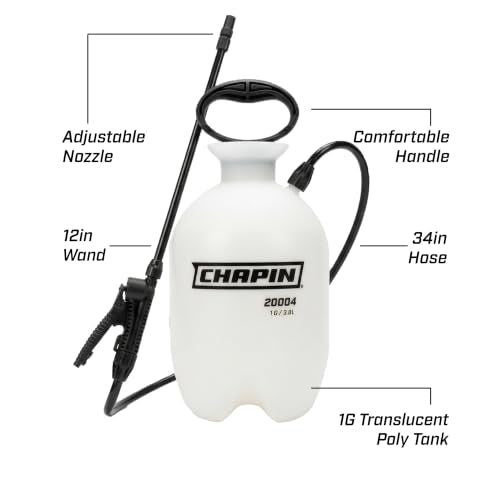 CHAPIN 20004 SureSpray 1-Gallon Pump Sprayer for Lawn, Garden & Weeds | See fluid levels at a glance; the funnel top makes filling easier, while the adjustable nozzle and 34-in hose extend reach