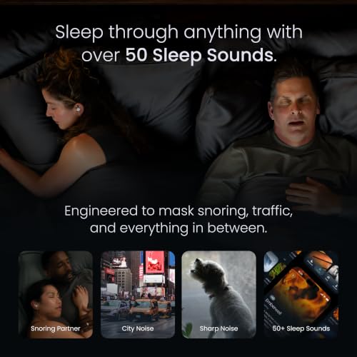 Ozlo Sleepbuds® 2 - Sleep Earbuds, Snoring & Noise Masking Headphones | All-Night Side-Sleeper Comfort, Ultra Small Fit, 14-hr Battery, 50+ Sleep Sounds, In-Ear Alarm, Smart Case Sleep Insights