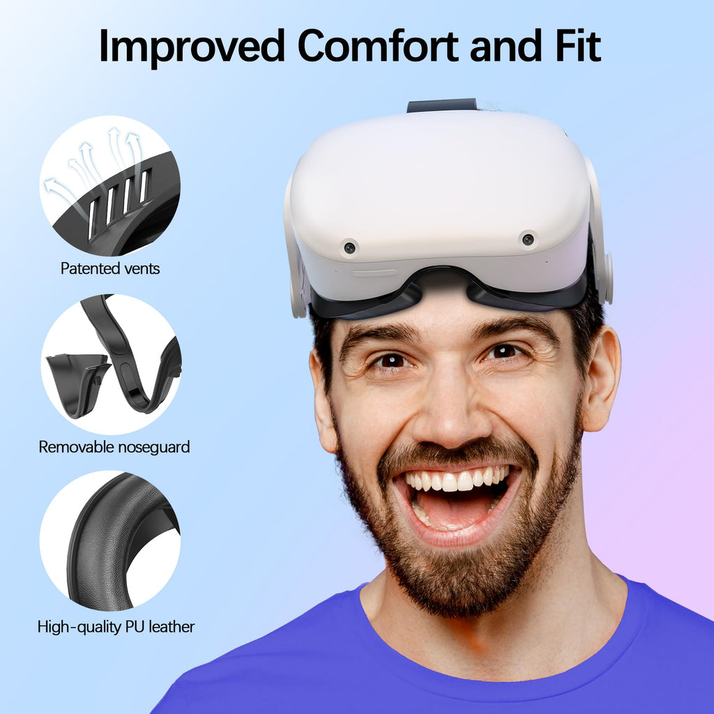 Face Cushion Pad for Meta Quest 2 VR Facial Interface Replacement PU Leather Foam for Oculus Quest 2 Vr Cover