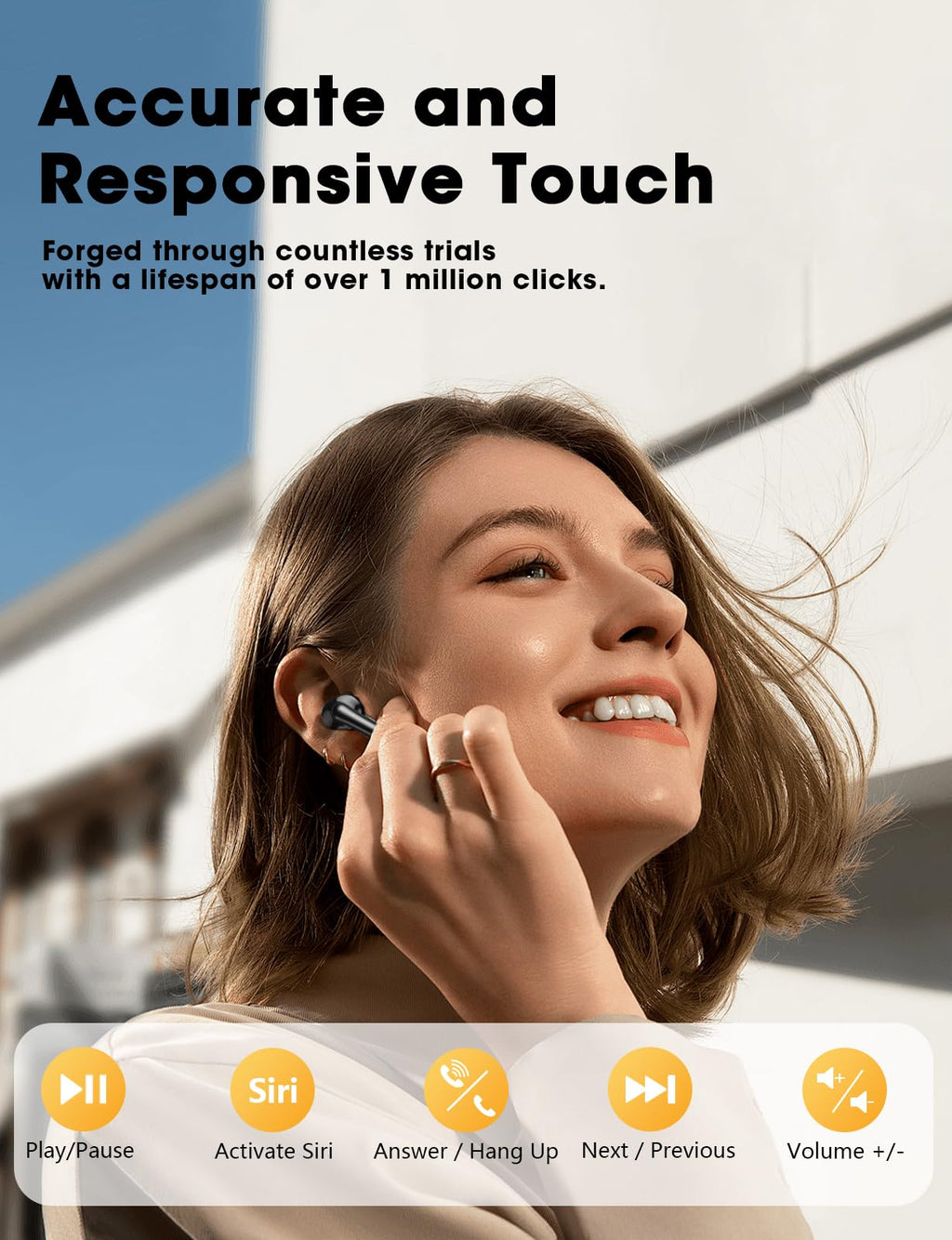 Wireless Earbuds, Hi-Fi Deep Bass Ear Buds, 48H Playtime In-Ear Headphones | 2 Mics for Clear Calls, LED Display, IPX7 Waterproof, Touch Control, Lightweight Bluetooth Earphones for iPhone/Android/TV