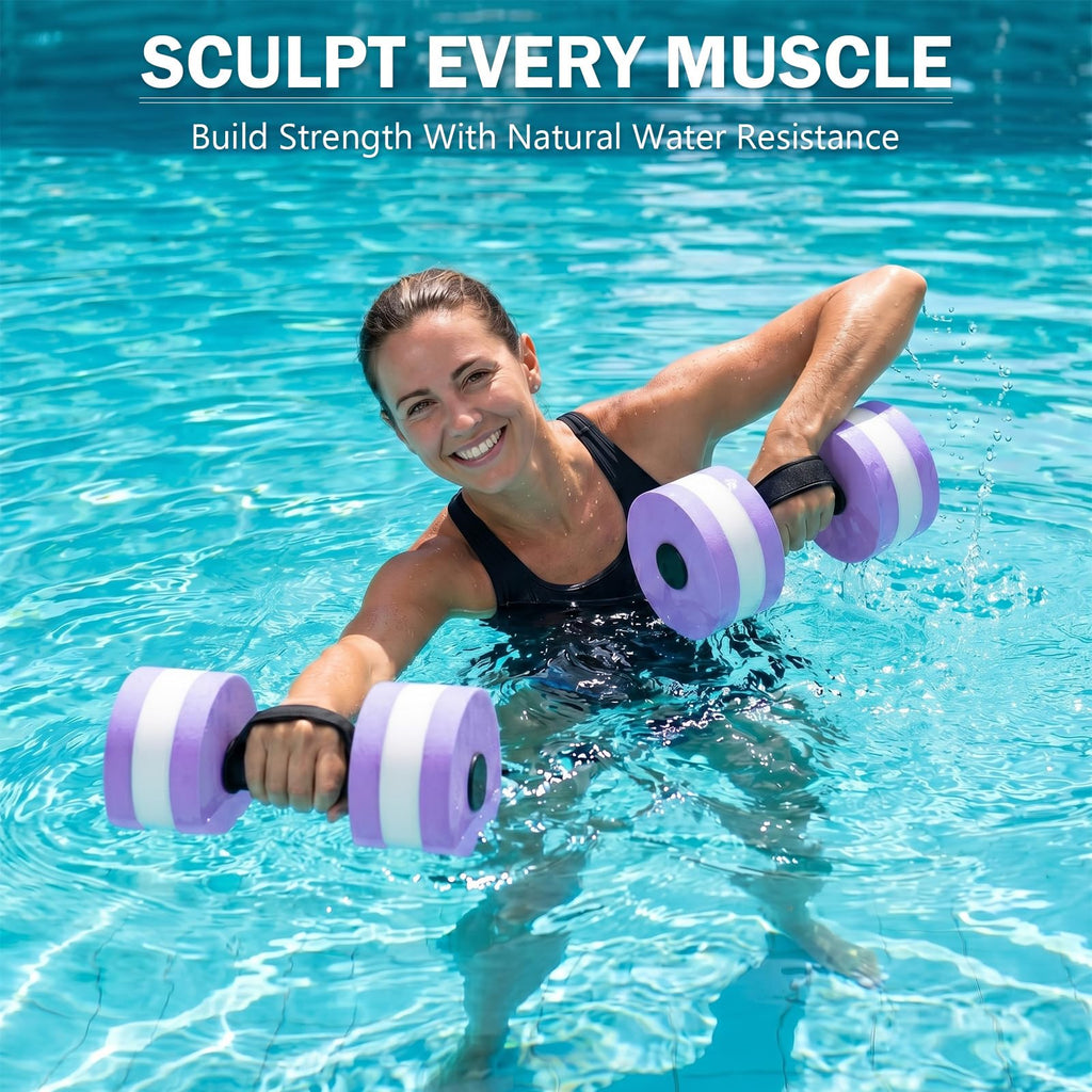 Water Weights, 2Pcs Aquatic Dumbbell for Exercise, Water Aerobics Equipment | Lightweight Resistance with handles, pool water fitness, Rehabilitation&Strength Training, Soft EVA Foams Materials