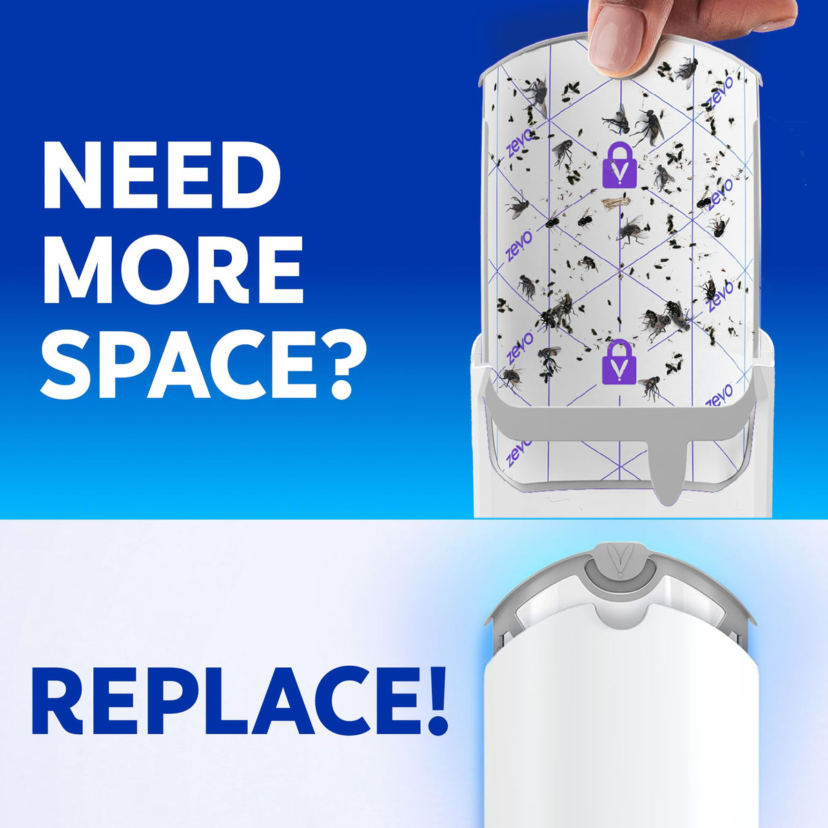 Zevo Flying Insect Trap Refill Cartridges for Fruit Flies & Gnats, 4 Count | Fits Zevo MAX & Zevo Flying Insect Trap, Catches House Flies, Gnats & Fruit Flies 24/7, No Added Fragrance or Dyes