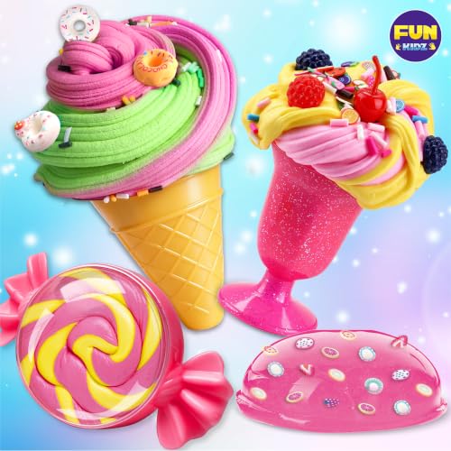Gift Butter Slime Kit for Girls 10-12, FunKidz Ice Cream Soft Slime Making Kit Ages 8-12 Kids Slime Toys Ideal Birthday Party Present