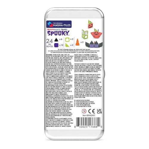 MAGNA-TILES microMAGS 24-Piece Spooky Travel Set, The Original Magnetic Building Brand