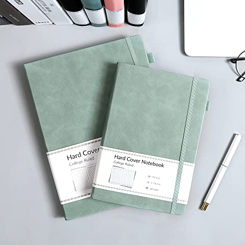 CAGIE Journal Notebook for Women Men Leather Journaling Notebooks Diary A5 | 320 Pages 100 Gsm Paper, Hardcover Lined Daily Journals for Writing Work Travel Business Gift, Green, 5.7 x 8.3 in, Lay Flat