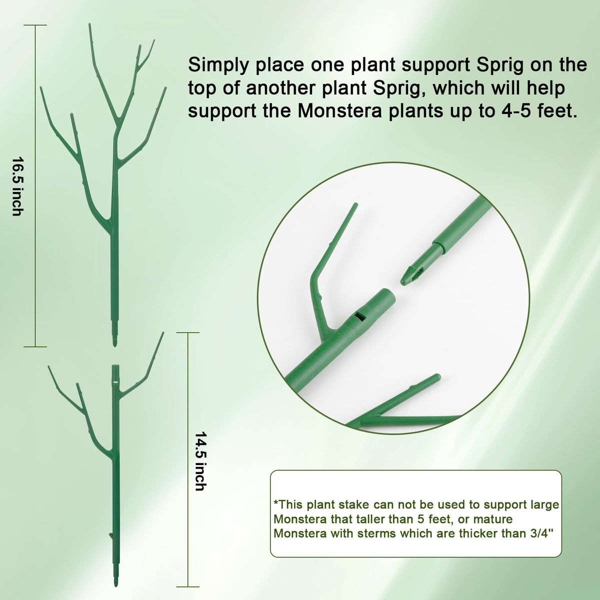 Qaobo 5 Pack Stackable Plant Support Stakes, Climbing Plant Support Structures for Monstera, Pothos, Philodendron Garden Plant Stakes for Indoor Outdoor Plants
